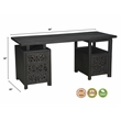 Pemberly Row 3-drawer 1-Door Floral Carved Solid Wood Desk in Black