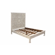 Pemberly Row Traditional Floral Carved Solid Wood Queen Bed in White