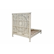Pemberly Row Traditional Floral Carved Solid Wood Queen Bed in White