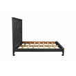 Pemberly Row Traditional Floral Carved Solid Wood Queen Bed in Black
