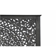 Pemberly Row Traditional Floral Carved Solid Wood Queen Bed in Black