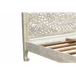 Pemberly Row Traditional Floral Carved Solid Wood Queen Bed in Gray
