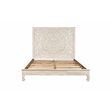 Pemberly Row Traditional Floral Carved Solid Wood King Bed in White