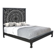 Pemberly Row Traditional Floral Carved Solid Wood King Bed in Black