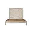 Pemberly Row Traditional Floral Carved Solid Wood King Bed in Gray