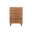 Pemberly Row 5-drawer Live Edge Solid Wood Chest in Brown/Black