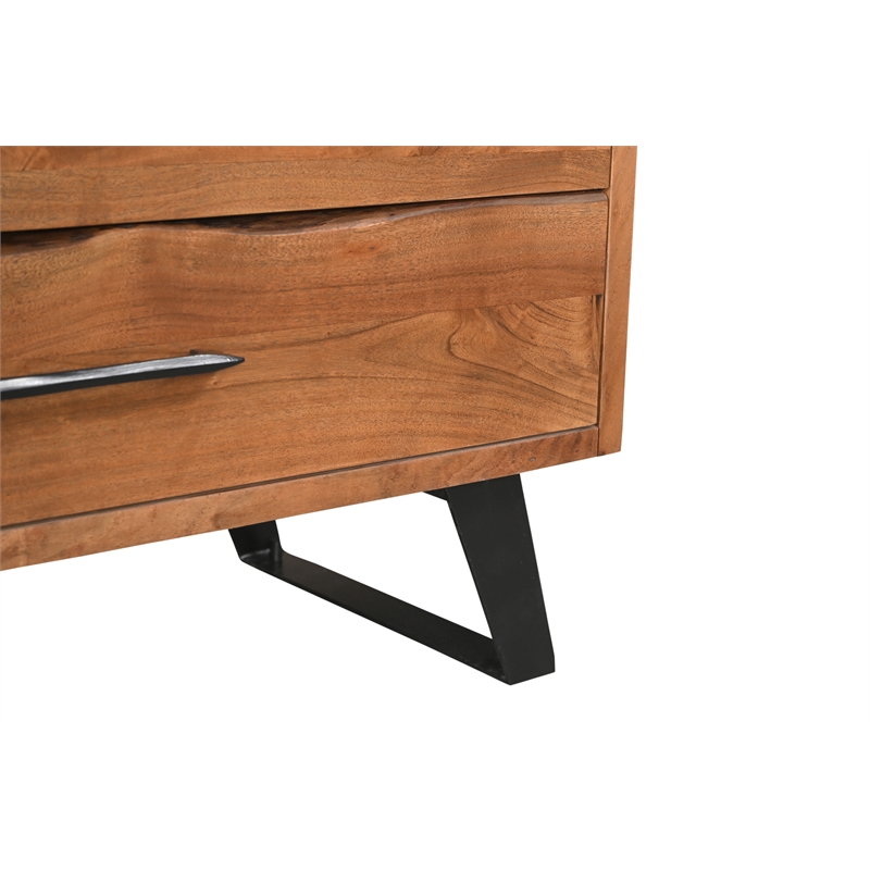 Pemberly Row 5-drawer Live Edge Solid Wood Chest in Brown/Black