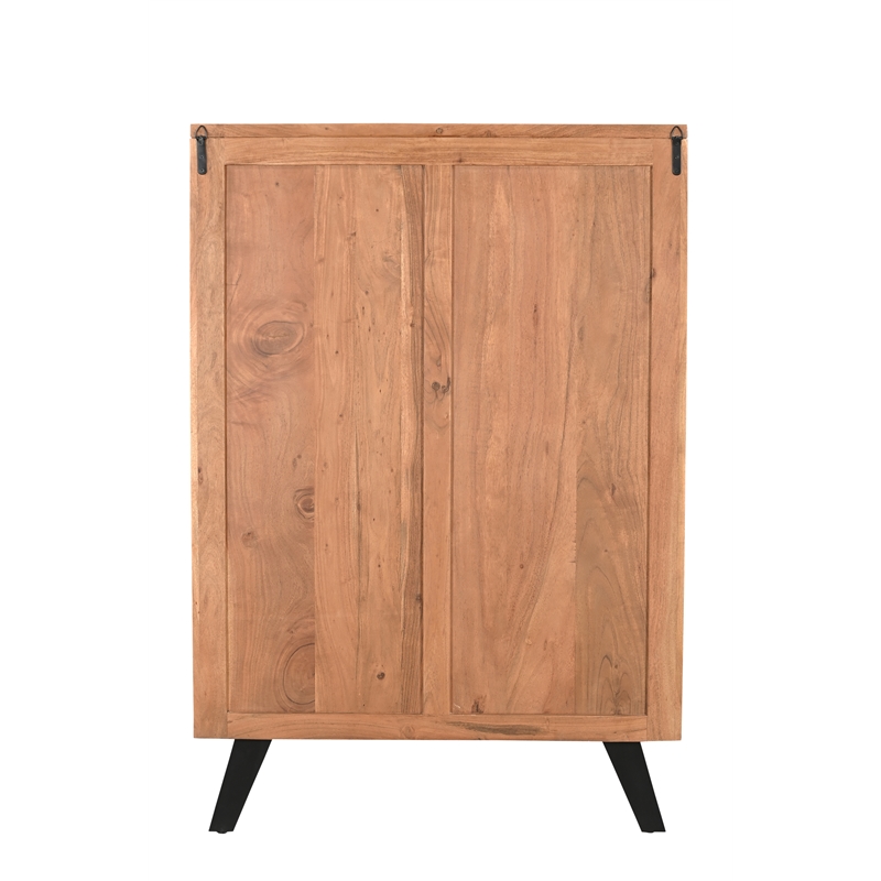 Pemberly Row 5-drawer Live Edge Solid Wood Chest in Brown/Black