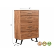 Pemberly Row 5-drawer Live Edge Solid Wood Chest in Brown/Black