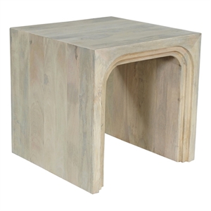 Pemberly Row Contemporary Solid Wood End Table in White Finish