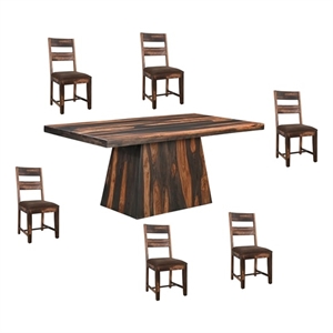 Pemberly Row 7-piece Upholstered Solid Wood Dining Set in Brown