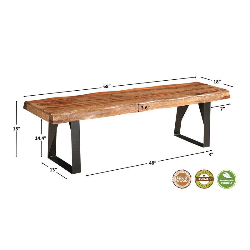 Pemberly Row 6-piece Upholstered Live Edge Solid Wood Dining Set in Brown