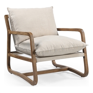 Pemberly Row Upholstered Solid Wood Accent Chair in Beige/Brown