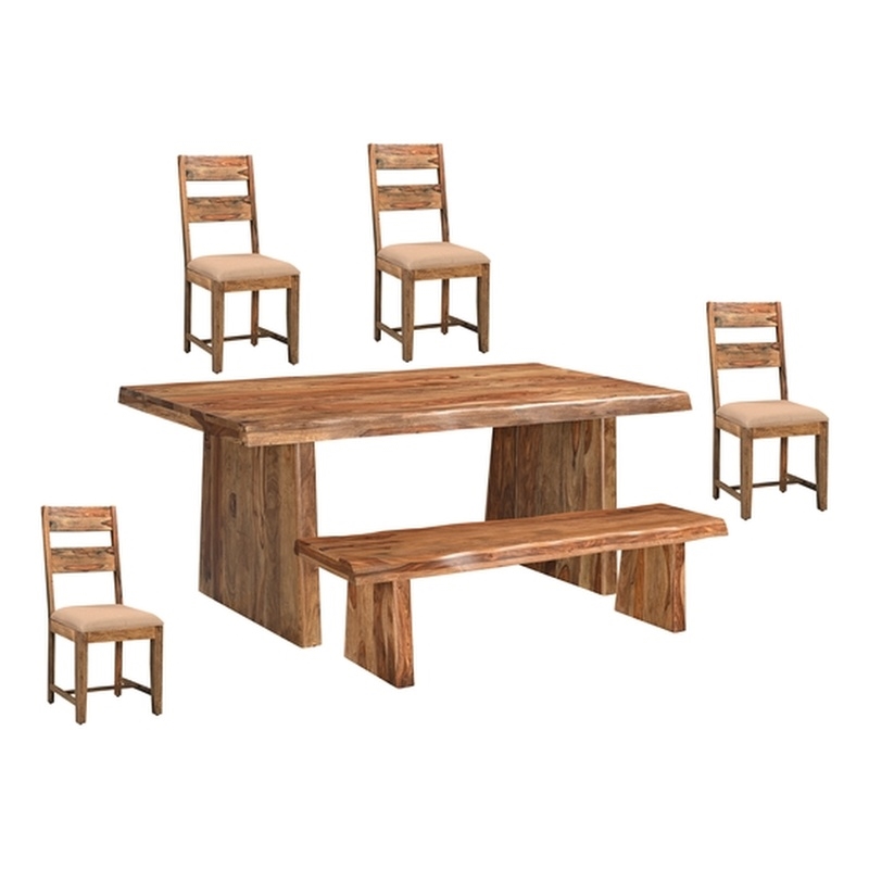 Pemberly Row 6-piece Upholstered Solid Wood Dining Set in Brown