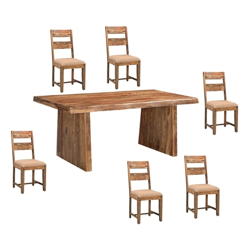 Pemberly Row 7-piece Upholstered Solid Wood Dining Set in Brown