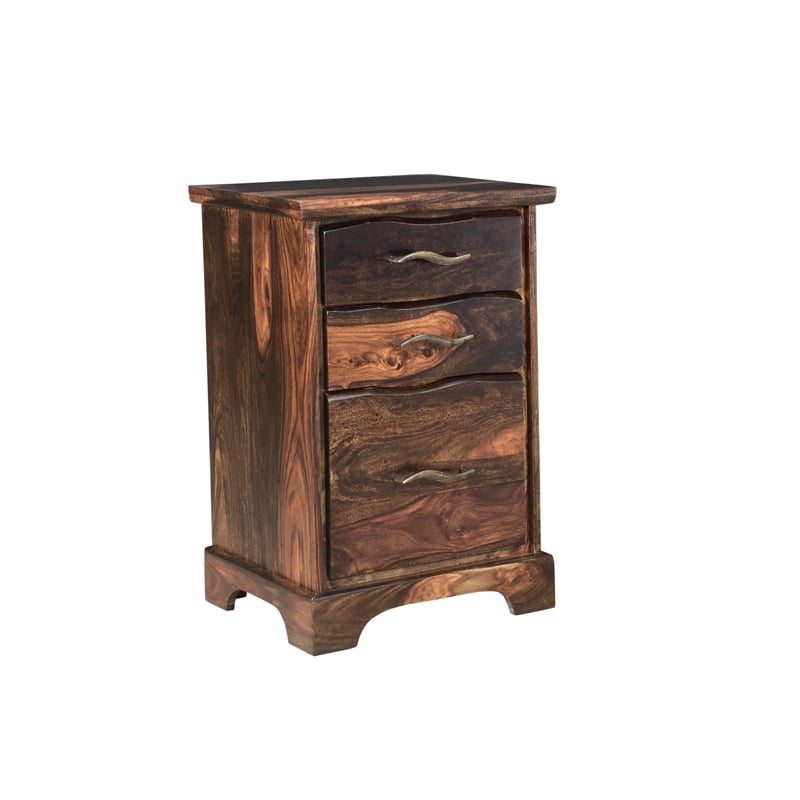 Pemberly Row 2-piece Live Edge Solid Wood Desk Set in Dark Brown
