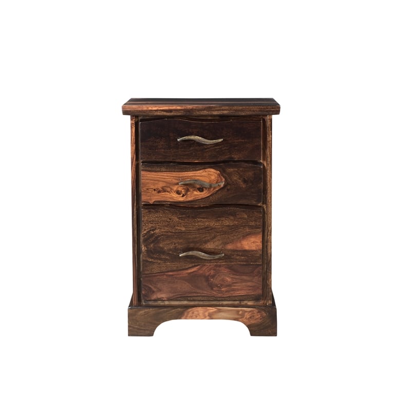 Pemberly Row 2-piece Live Edge Solid Wood Desk Set in Dark Brown