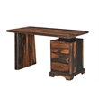 Pemberly Row 2-piece Live Edge Solid Wood Desk Set in Dark Brown