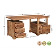 Pemberly Row Mid-Century 2-piece Live Edge Solid Wood Desk Set in Brown