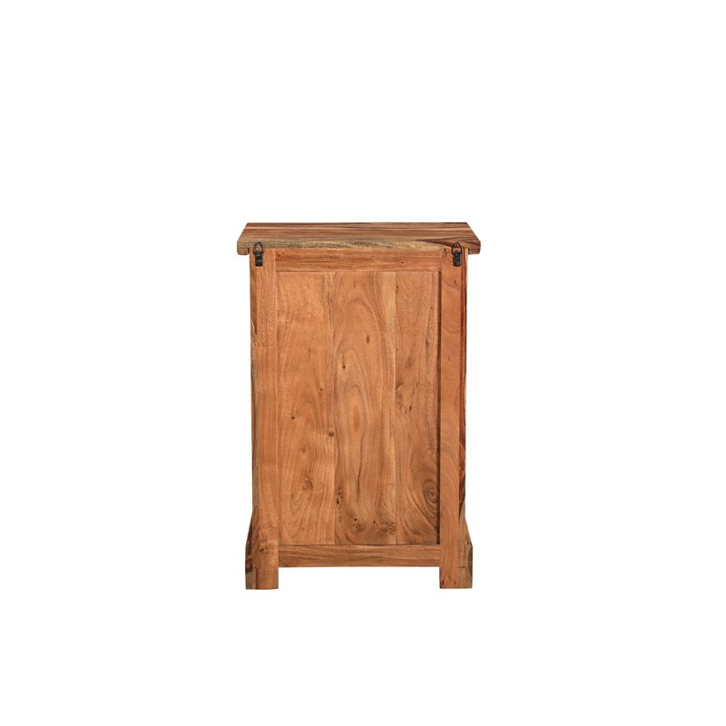 Pemberly Row Mid-Century 2-piece Live Edge Solid Wood Desk Set in Brown