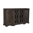 Pemberly Row 4-Door Carved Solid Wood Sideboard in Dark Brown