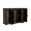 Pemberly Row 4-Door Carved Solid Wood Sideboard in Dark Brown