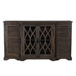 Pemberly Row 4-Door Carved Solid Wood Sideboard in Dark Brown