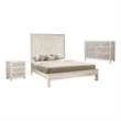 Pemberly Row 3-piece Floral Carved Solid Wood Bedroom Set in White