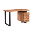 Pemberly Row Mid-Century 2-piece Live Edge Solid Wood Desk Set in Brown