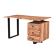 Pemberly Row Mid-Century 2-piece Live Edge Solid Wood Desk Set in Brown