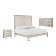 Pemberly Row 3-piece Floral Carved Solid Wood Bedroom Set in White