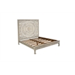 Pemberly Row 3-piece Floral Carved Solid Wood Bedroom Set in Gray
