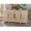 Pemberly Row Traditional 4-Door Carved Solid Wood Sideboard in Brown