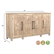 Pemberly Row Traditional 4-Door Carved Solid Wood Sideboard in Brown