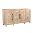 Pemberly Row Traditional 4-Door Carved Solid Wood Sideboard in Brown