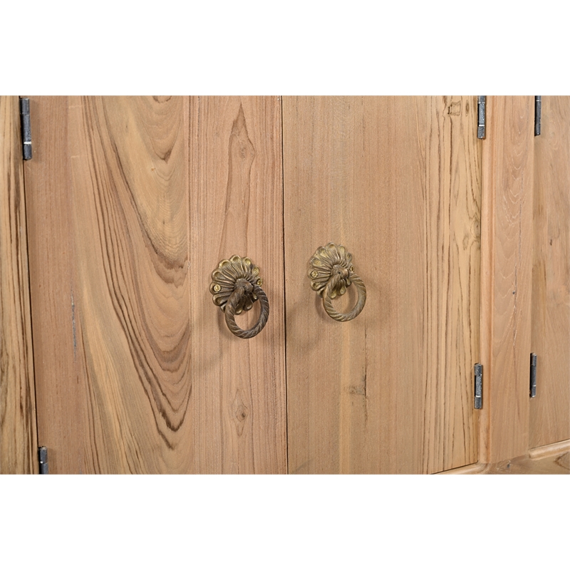 Pemberly Row Traditional 3-drawer 5-Door Solid Wood Sideboard in Brown