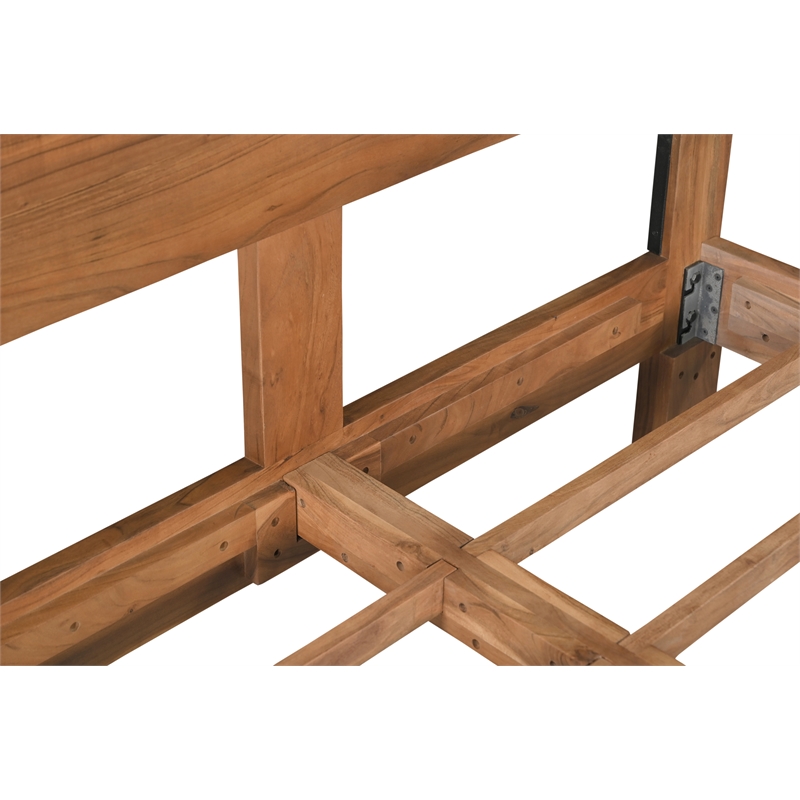 Pemberly Row Mid-Century Live Edge Solid Wood Queen Panel Bed in Brown