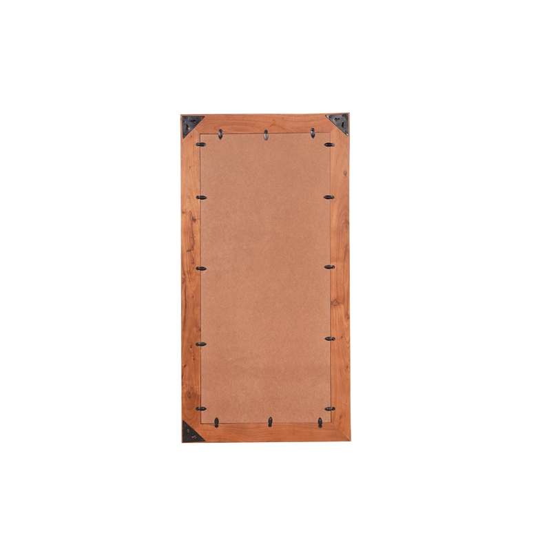 Pemberly Row Mid-Century Live Edge Solid Wood Accent Mirror in Brown