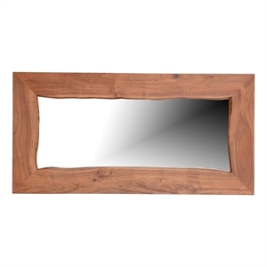 Pemberly Row Mid-Century Live Edge Solid Wood Accent Mirror in Brown