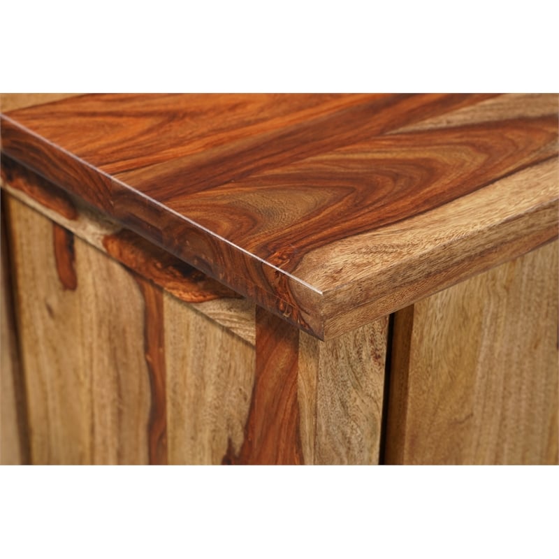 Pemberly Row Mid-Century 6-Door Live Edge Solid Wood Sideboard in Brown