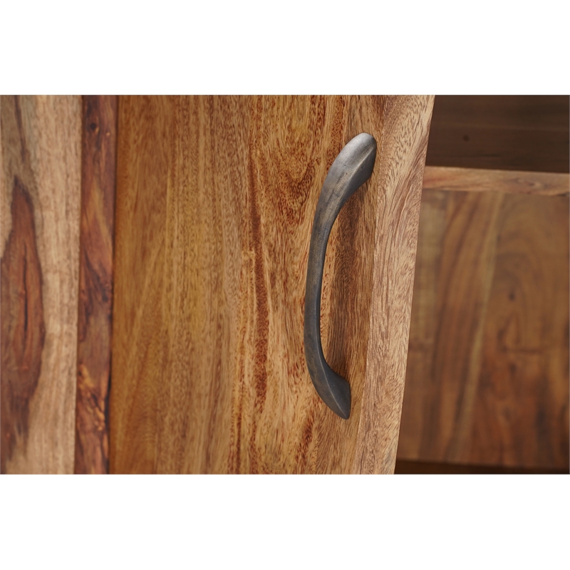 Pemberly Row Mid-Century 6-Door Live Edge Solid Wood Sideboard in Brown