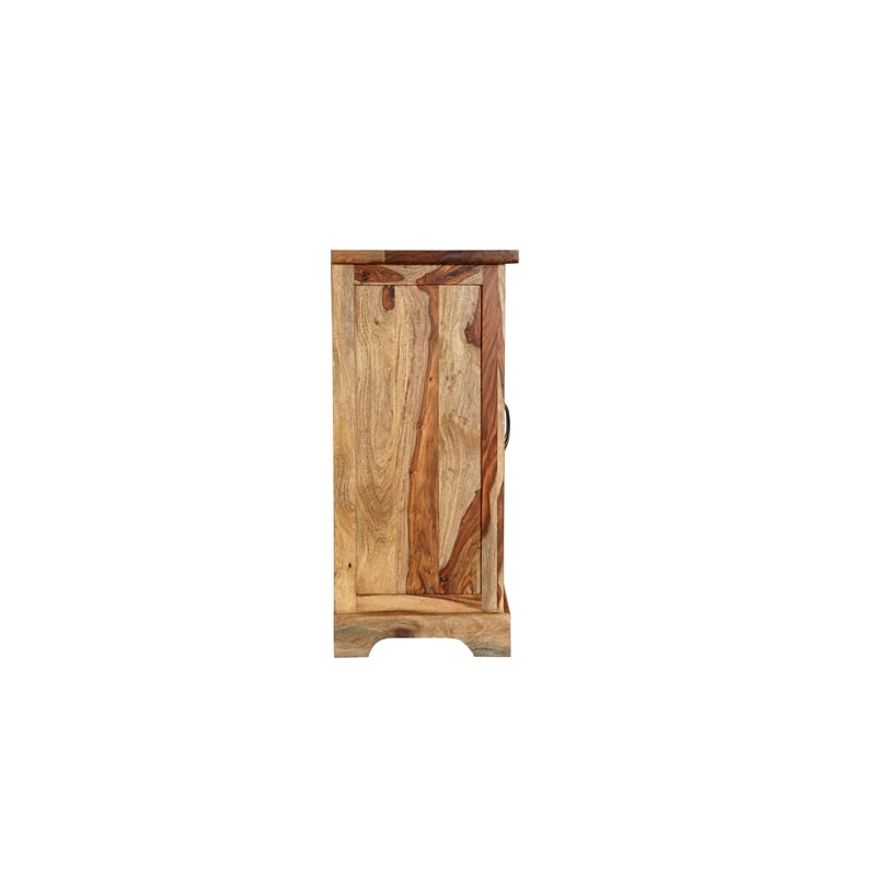 Pemberly Row Mid-Century 6-Door Live Edge Solid Wood Sideboard in Brown