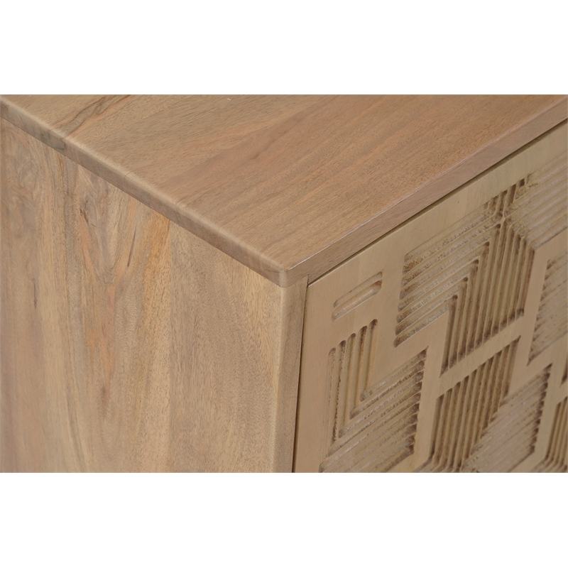 Pemberly Row Traditional 4-Door Carved Solid Wood Sideboard in Brown