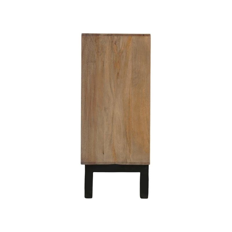 Pemberly Row Traditional 4-Door Carved Solid Wood Sideboard in Brown