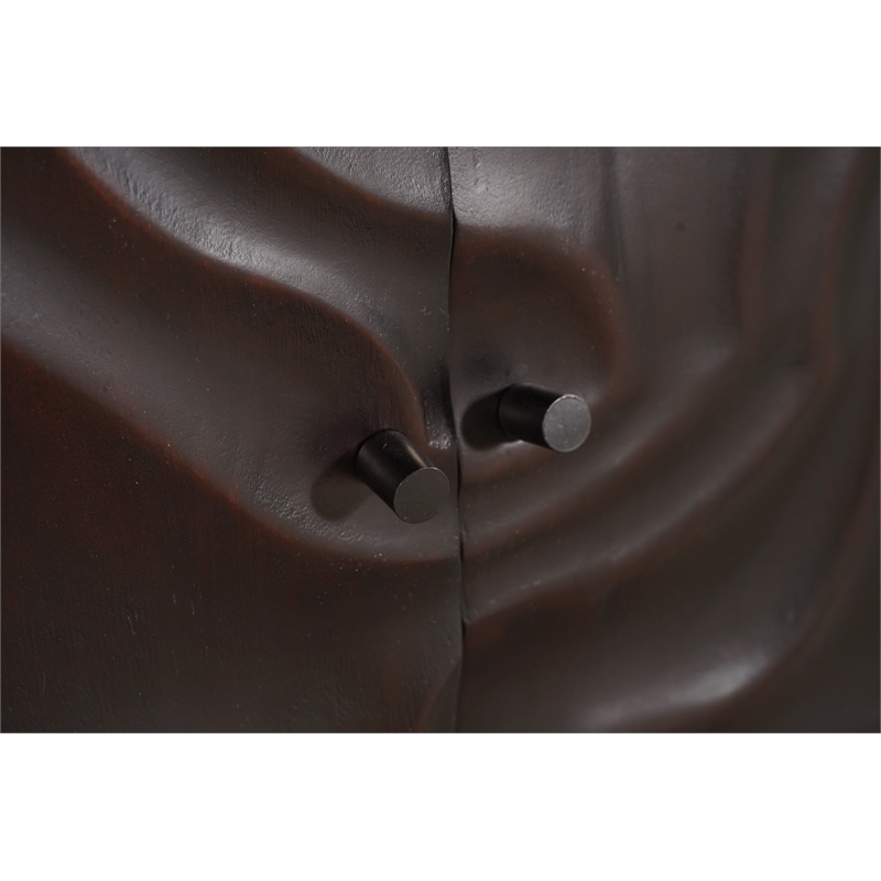 Pemberly Row 4-Door Carved Solid Wood Sideboard in Dark Brown