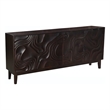 Pemberly Row 4-Door Carved Solid Wood Sideboard in Dark Brown