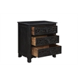 Pemberly Row 3-piece Floral Carved Solid Wood Bedroom Set in Black
