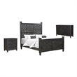 Pemberly Row 3-piece Floral Carved Solid Wood Bedroom Set in Black