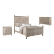 Pemberly Row 3-piece Floral Carved Solid Wood Bedroom Set in Gray