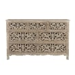 Pemberly Row 3-piece Floral Carved Solid Wood Bedroom Set in Gray